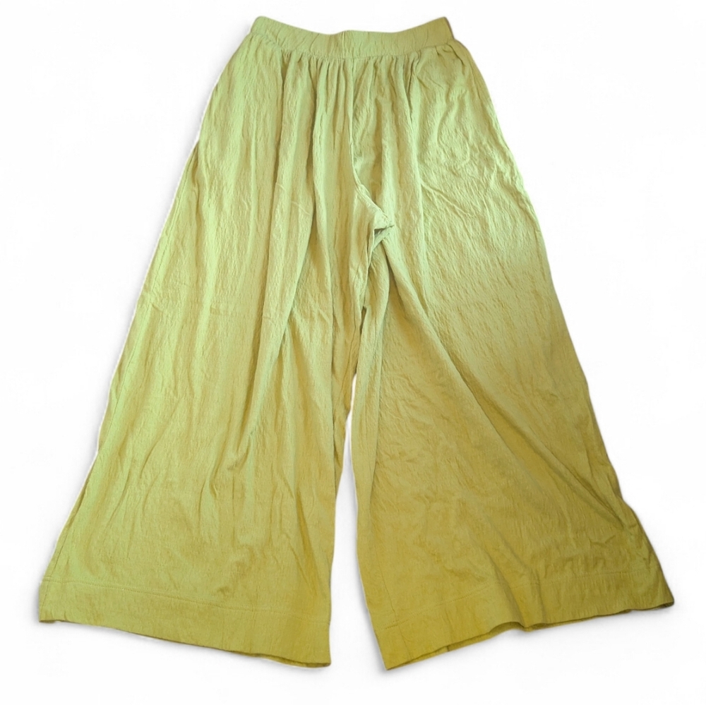 Free People fp Beach Cotton Pull on Pant Wide Leg Green Extra Wide Leg Loose